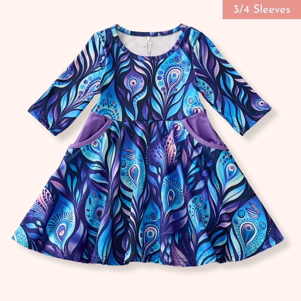 Enchanting Peacock Pattern Girls Dress